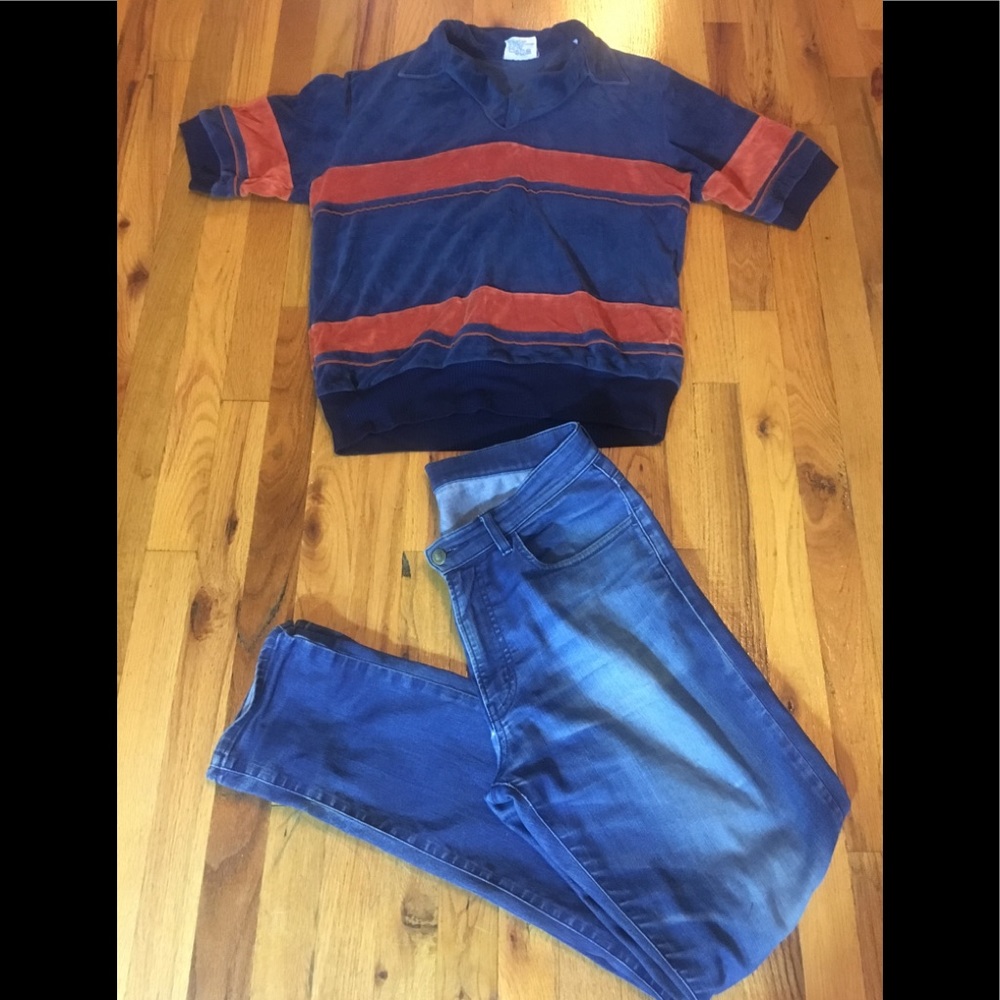 70’s Vintage Velour V-Neck Sweater